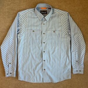 Orvis Light Blue Plaid Men's Shirt